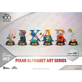 Disney Mini Diorama Stage sochas 10 cm 100 Years of Wonder Pixar Alphabet Art Assortment (6)